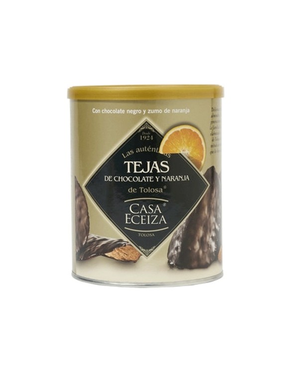 Bote de Tejas de chocolate y naranja 160 grs