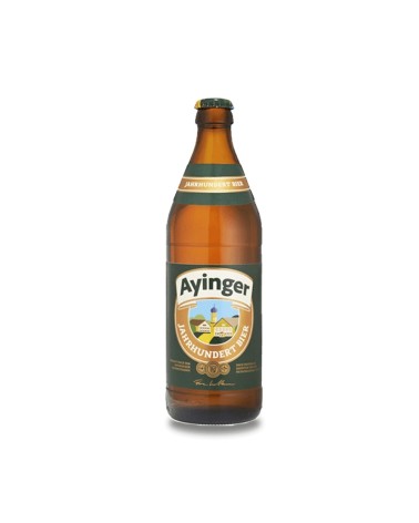 Ayinger Jahrhundert Bier Helles 50 cl . Cerveza de trigo alemana de tipo Helles, de aroma a miel y levadura y sabor muy equilib