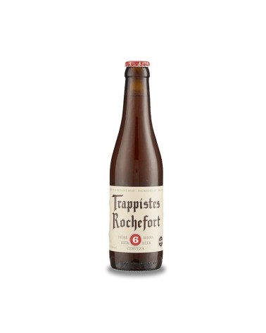 Trappistes Rochefort 6 33 cl. Auténtica cerveza trapense de estilo Dubbel, que posee un color rojizo rubí, aroma intenso a malt