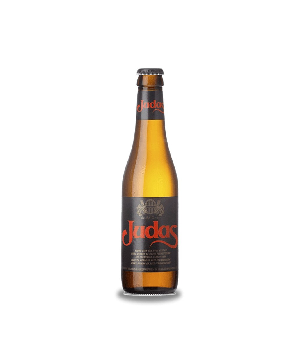 Judas 33 cl. Cerveza rubia belga de estilo Strong Ale, elaborada mediante doble fermentación usando métodos tradicionales y con