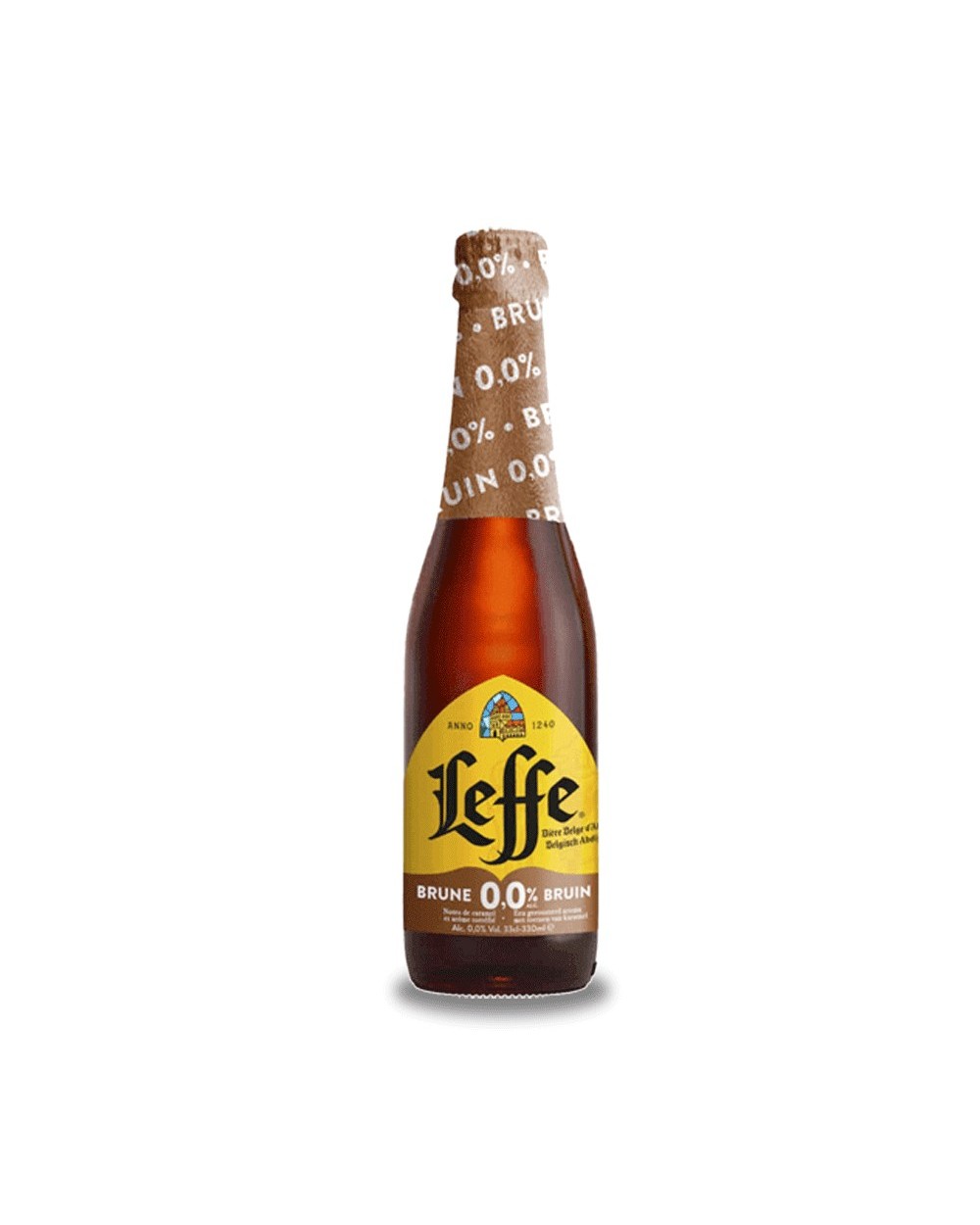 Leffe Brune Bruin 0,0 Sin Alcohol 33 cl. Cerveza oscura belga sin alcohol de aroma tostado y frutal. Posee todo el sabor de la 