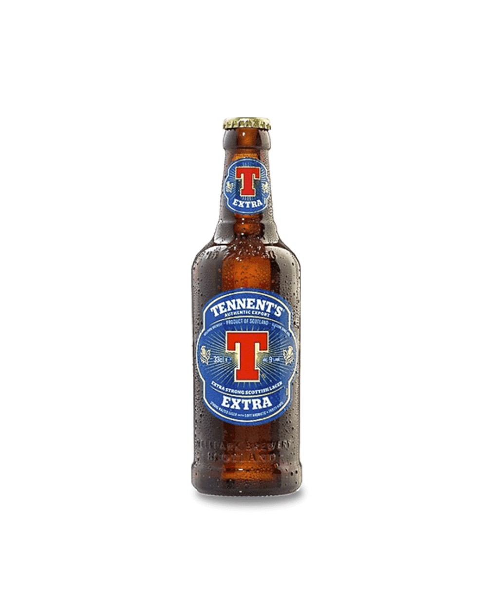 Tennent's Extra 33 cl. Cerveza escocesa de estilo Lager con carácter afrutado, sabor dulce y un final ligeramente amargo con un