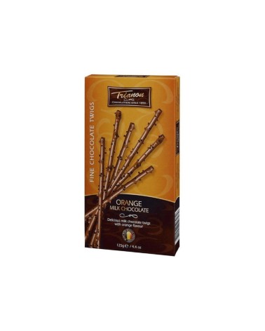 Crujientes ramitas de chocolate con leche con aroma de naranja. 30% cacao. 125 g - 12 Uds